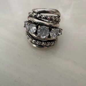 Israeli Sterling Silver Ring with Sparkling Stones
